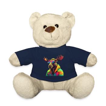 Moose with Sunglasses Colorful Cool Moose Forest Animal - Teddy Bear - french navy - Front