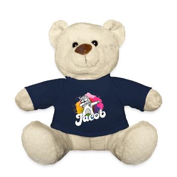 JACOB - Beau nom de garçon avec licorne cool - Nounours - bleu marine - Devant