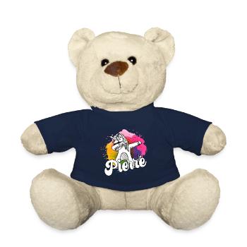 PIERRE - Beau nom de garçon avec licorne cool - Nounours - bleu marine - Devant