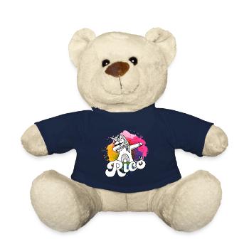 RICO - Beau nom de garçon avec licorne cool - Nounours - bleu marine - Devant