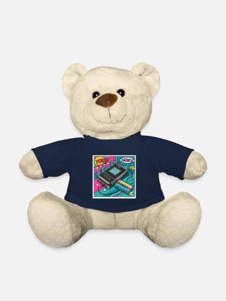 90s vibes: Walkman cult in comic look - Teddy Bear - french navy