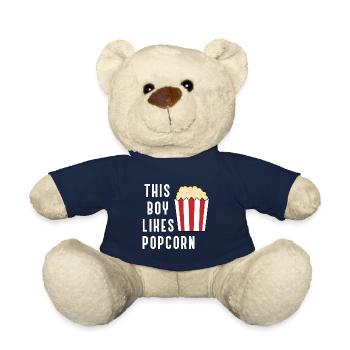 Garçon aime le pop-corn et regarder des films - Nounours - bleu marine - Devant