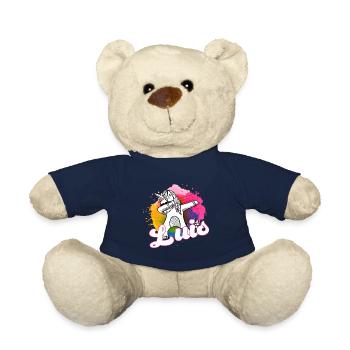 LUIS - Beau prénom de garçon avec licorne cool - Nounours - bleu marine - Devant