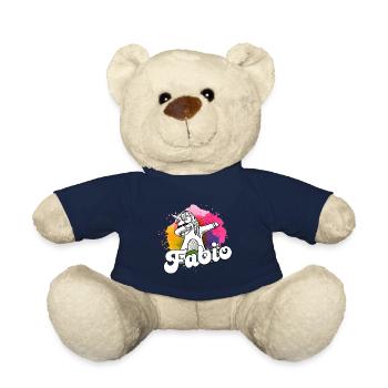 FABIO - Schöner Jungen Name mit Coolem Einhorn - Teddy - French Navy - Vorne