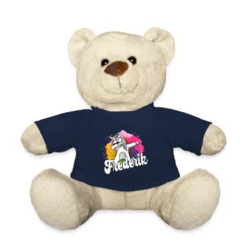 FREDERIK - Beau nom de garçon avec licorne cool - Nounours - bleu marine - Devant
