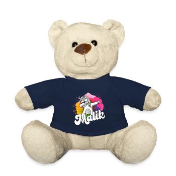 MALIK - Beau nom de garçon avec licorne cool - Nounours - bleu marine - Devant
