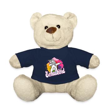 Cool dabbing unicorn: Finally schoolchild! - Teddy Bear - french navy - Front