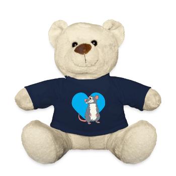 Rat with a blue heart! - Teddy Bear - french navy - Front