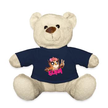 ELINA - Schöner Mädchen Name mit süßer EULE - Teddy - French Navy - Vorne