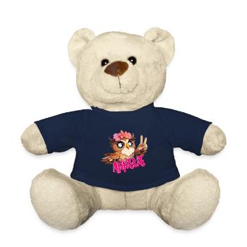 ANNELIE - Schöner Mädchen Name mit süßer EULE - Teddy - French Navy - Vorne