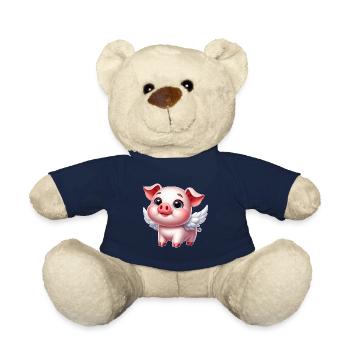 Engel Schwein Cartoon Flügel Süß Fröhlich - Teddy - French Navy - Vorne