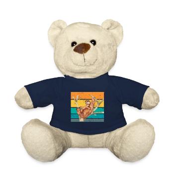 Maman paresseux avec doux bébé paresseux - Nounours - bleu marine - Devant