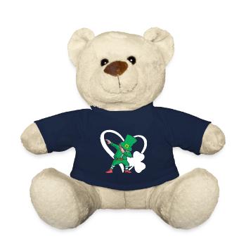 Dabbing St. Patty Cloverleaf Hat Heart - Teddy Bear - french navy - Front