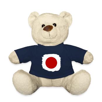Japan Flag Used Look Nihon Japanese Flag - Teddy Bear - french navy - Front