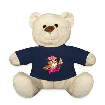 JULY - Schöner Mädchen Name mit süßer EULE - Teddy - French Navy - Vorne