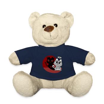 What? I Was's Not - Devil Angel Evil Cat - Teddy Bear - french navy - Front