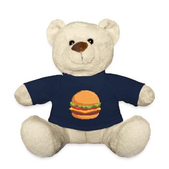 Retro Pixel Burger - Teddy Bear - french navy - Front
