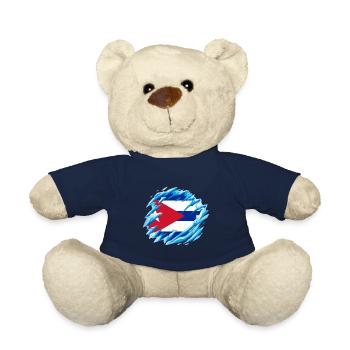 Cuba Flag Caribbean Vacation Cuba Travel Havana - Teddy Bear - french navy - Front