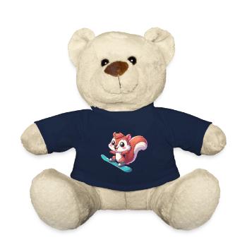 Süßes Eichhörnchen, Comic Snowboarder, Winterurlau - Teddy - French Navy - Vorne