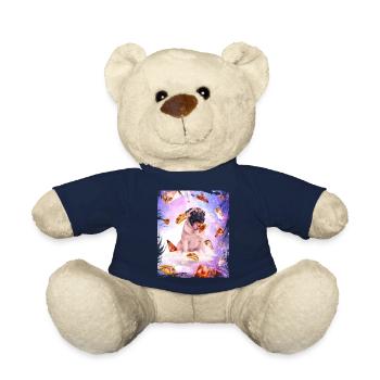 Pug Galaxy Tacos Pizza Burrito Gift Idea Dog - Teddy Bear - french navy - Front
