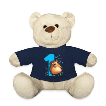 Kinder Bär 1. Geburtstag 1 Jahr Eins - Teddy - French Navy - Vorne