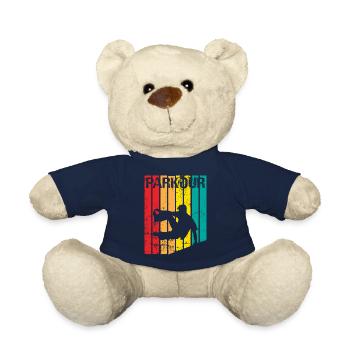 Vintage Parkour Freerunning Siluette Gift Idea - Teddy Bear - french navy - Front