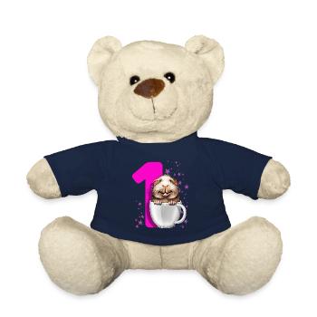 Premier anniversaire 1 an cochon d'Inde - Nounours - bleu marine - Devant