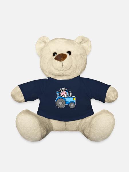 Vache tracteur illustration - Nounours - bleu marine