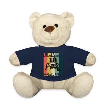 18th Birthday Young Man 2003 Level 18 Years Game - Teddy Bear - french navy - Front