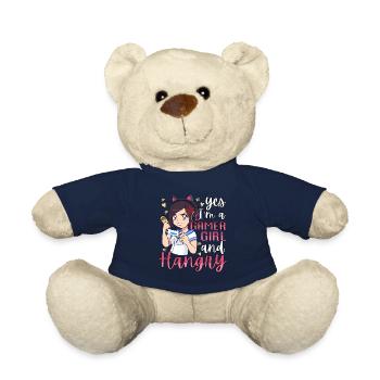 Yes I'm A Gamer Girl Hangry Angry Anime Hungry - Teddy Bear - french navy - Front