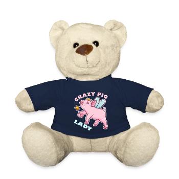 Crazy Pig Lady Rosa Schweinchen geschenk - Teddy - French Navy - Vorne