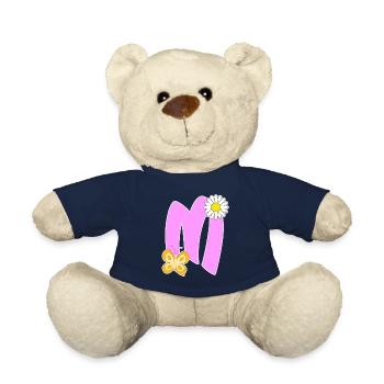 Lettre M avec papillon - Nounours - bleu marine - Devant
