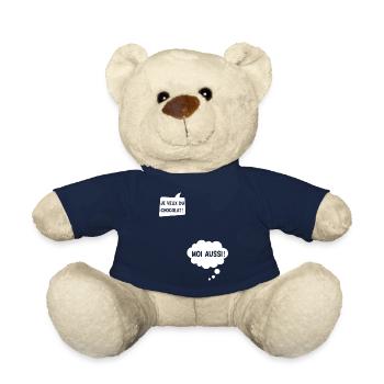 Je Veux Du Chocolat Moi Aussi Cadeau Humour - Nounours - bleu marine - Devant