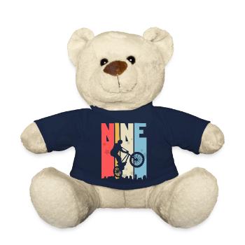 9 birthday 9 years Bmx children's birthday party - Teddy Bear - french navy - Front