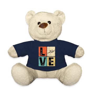Vintage Love Airplane for Airplane Airline Pilot - Teddy Bear - french navy - Front