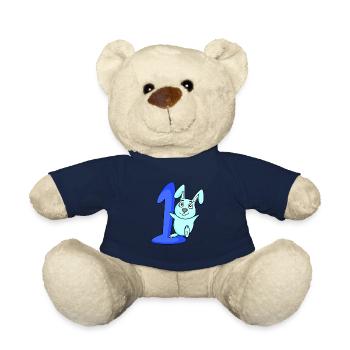 1 Jahr alt 1 Geburtstag Geschenk - Teddy - French Navy - Vorne