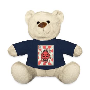 Timbre-poste japonais esthétique Demon Oni Mask - Nounours - bleu marine - Devant