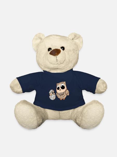 Eule mit Baby Eule - Teddy - French Navy
