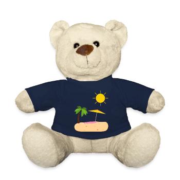 Summer Beach Sun Palm Trees - Teddy Bear - french navy - Front