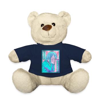 Sad Anime Girl Vaporwave Esthétique amincie - Nounours - bleu marine - Devant