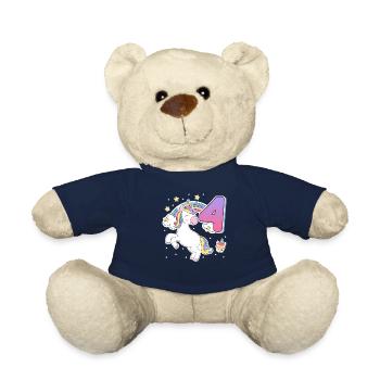 4. Geburtstag Mädchen 4 Jahre Pferdemädchen - Teddy - French Navy - Vorne