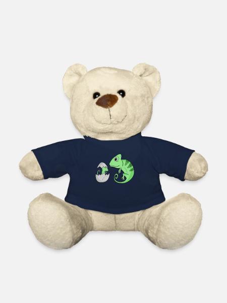 Caméléon avec bébé caméléon - Nounours - bleu marine