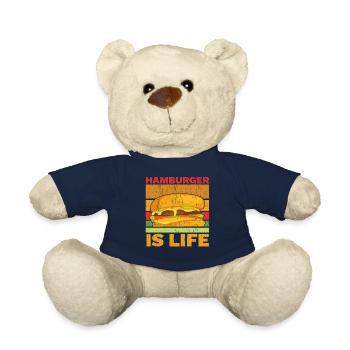 Hamburger ist Leben Burger-Esser Lebensmittel-Lieb - Teddy - French Navy - Vorne