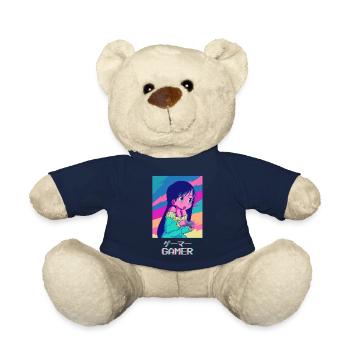 Gamer Anime Girl Japanese Vaporwave Aesthetic - Teddy Bear - french navy - Front