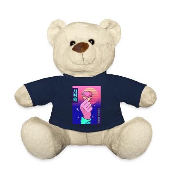 Finger Heart Vaporwave Esthétique Saranghae Gesche - Nounours - bleu marine - Devant