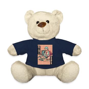 Gamer Anime Girl Vaporwave Aesthetic Gaming Ges - Teddy Bear - french navy - Front