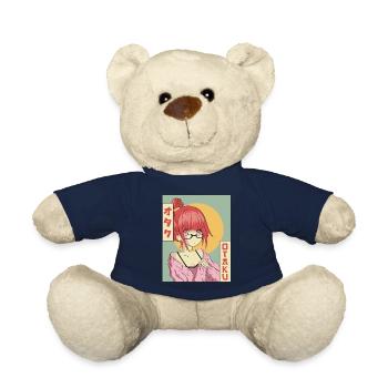 Otaku Anime Girl Japanese Vaporwave Aesthetic - Teddy Bear - french navy - Front