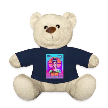 Geisha Japonais Vaporwave Esthétique Rétro VCR Ge - Nounours - bleu marine - Devant