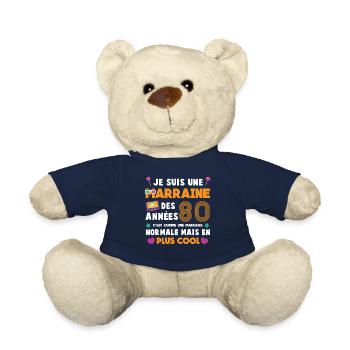 Demande annonce marraine rétro années 80 lunettes - Nounours - bleu marine - Devant