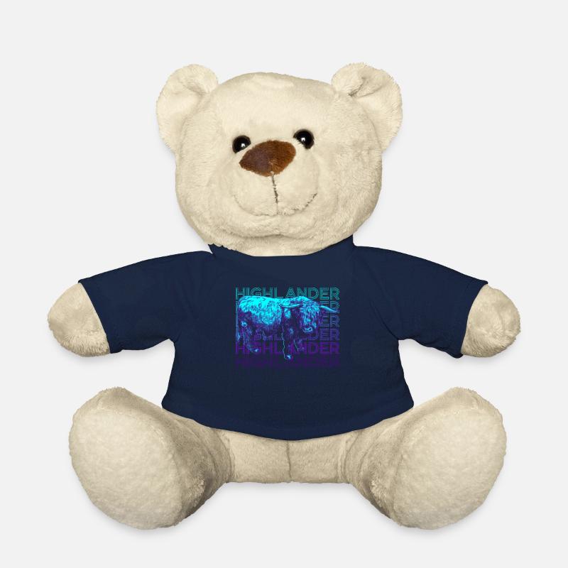 Highlander Scottish Highland Cow Retro - Teddy Bear - french navy